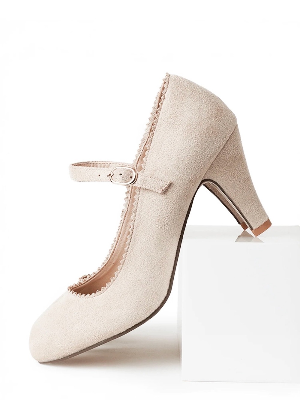 J.Adams Honey Nude Suede Mary Jane Heels - Picture 5 of 5